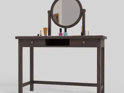 IKEA hemnes dressing table-round mirror Low-poly 3D model