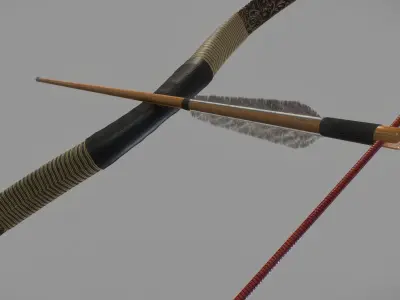 Traditional Hungarian Recurve Bow Low-poly 3D model