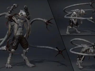 Ghost Spearman Tentacle Low-poly 3D model