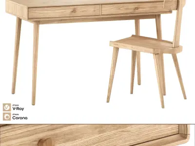 La Redoute Interieurs Miji 2 Drawer Desk 3D model