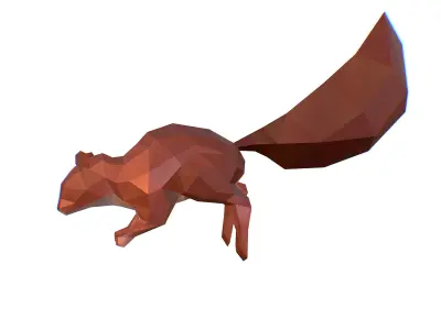Animated Squirrel Lowpoly Art Style Low-poly 3D model
