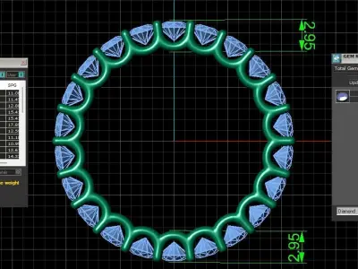 U Shaped Eternity Ring 2 point 8 mm stone size swiss 12 and EU52 3D print model