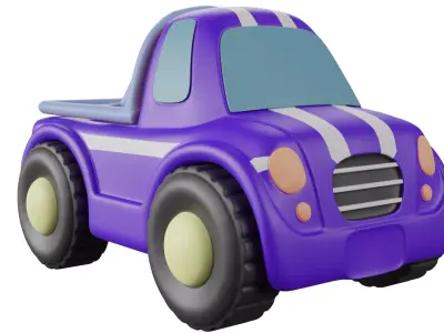 Toy Car Low-poly 3D model 6
