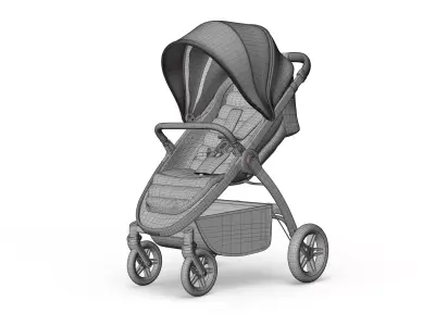 Baby Stroller Low-poly 3D model