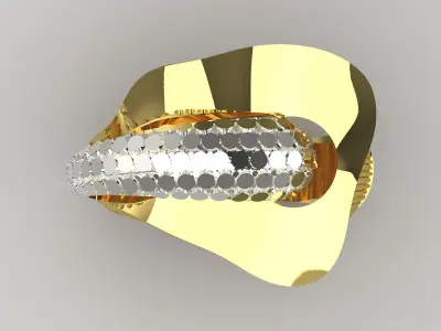 Luxury two-tone ring with lotus flower design model gr0107 3D print model