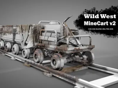 Old Mine Cart v2 3D model
