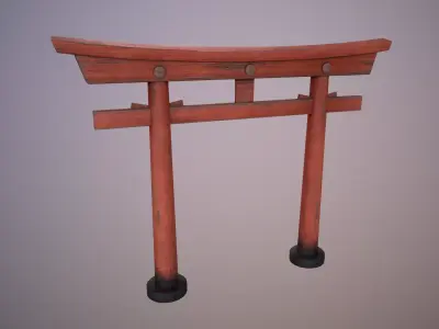 Japanese classic Torii Low-poly 3D model