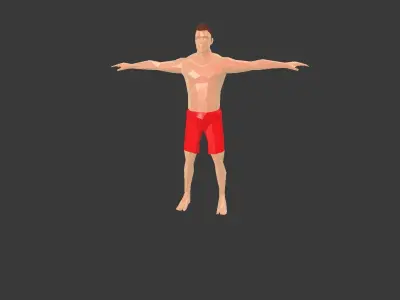 Low poly Realtime-ArchViz  -Beach Man -50 Beach Sport Poses Low-poly 3D model