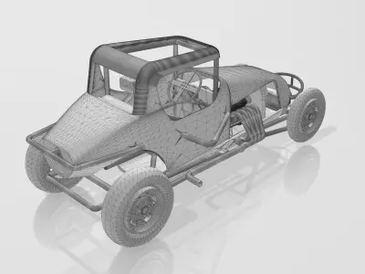 Super modified dirt track racer ready to print 3D print model