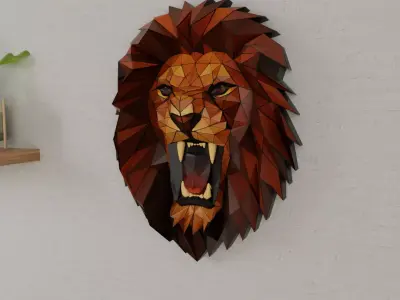Polygonal  Lion Wall Art 3D print model