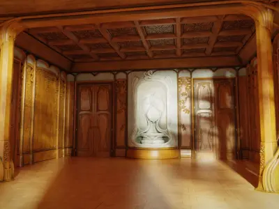 Art Nouveau fountain interior room 3D model
