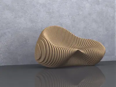 Parametric Wavy Wooden Furniture 01 - CNC files for cutting 3D model
