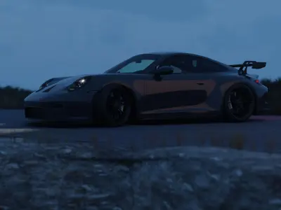 Automotive Chill Night Scene 3D Blender File Textured 3D model