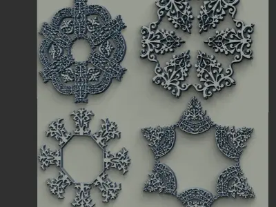 110 Single and Ring Ornament Height Map Pack   Low-poly 3D model