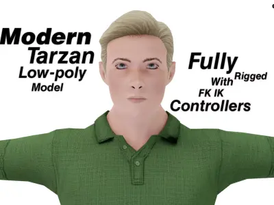 Modern Tarzan  Game-Ready Character Low-poly 3D model