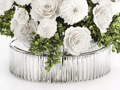 Bouquet Of White Flowers Chrysanthemum Rose Peony 606 3D model