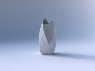 Vase twisted double arc quadratic with fine organic cells 3D print model