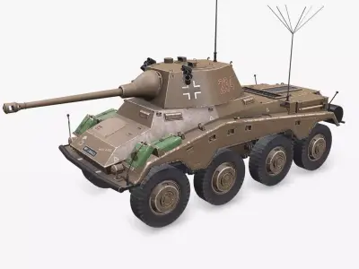 Sd Kfz 234 Puma PBR Low-poly 3D model