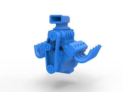 Engine V8 for vintage dragster Version 6 Scale 1 to 25 3D print model