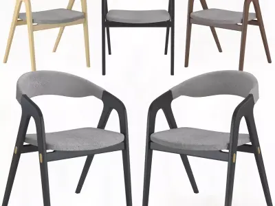 Modern Upholstered Armchair Collection with Wooden Frames 3D model