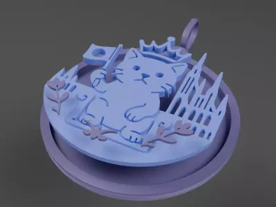 Cat Symbol Wood Ornament Macskas fadisz 3D print model