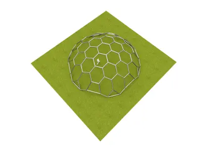 Dome hexagon pattern cover structure architecture engineering Low-poly 3D model