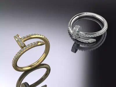 Jewelry Nail Gold Ring 3D print model