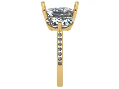 Cusion shape ring and half moon diamonds and pave setting along  3D print model