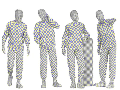Casual Boy sport wear 04 Poses Low-poly 3D model