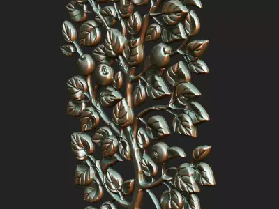 classic relief cnc art leave tree  gothic old vintage floral 3D print model
