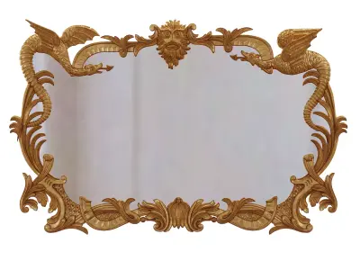 Palm Leaf Carving Giltwood Mirror  Late 18th  Early 19th Century 3D model
