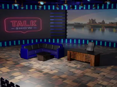 Talk Show TV Studio Low-poly 3D model