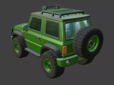 cartoon green jeep for 3D Printing 3D print model