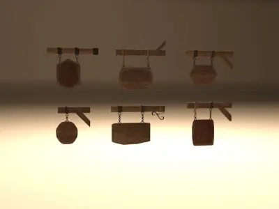 Tavern inn signs pack Low-poly 3D model