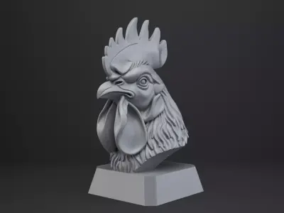 Rooster Bust - Animal Figurine 3D print model