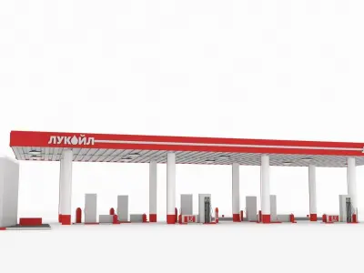 Gas Station lukoil  Low-poly 3D model