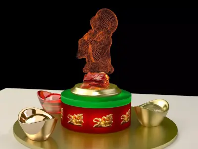 Chinese gold ingot 3D model