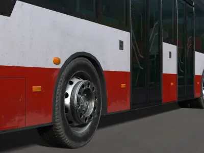  City Bus With interior and Bus Station Low-poly 3D model