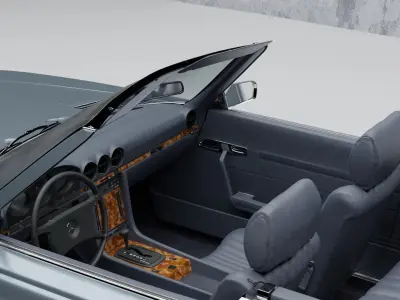 R107 Mercedes 380SL convertible model with interior 3D model