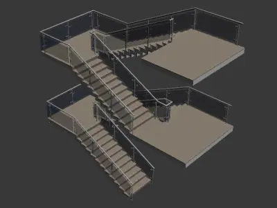 Architectural Stairs Case Design Low-poly 3D model