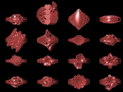 16 Files Ring no gem for Women 3D print model