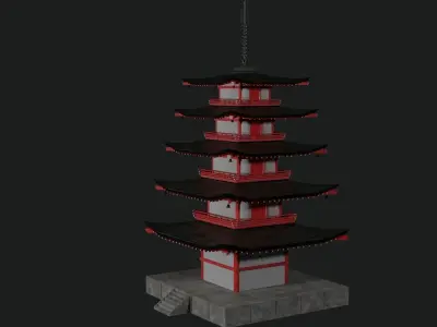 Pagoda japanese Low-poly 3D model purchase