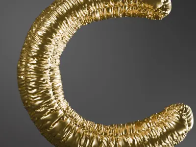 Realistic 3D Model OF Balloon C Alphabet in Gold 3D model