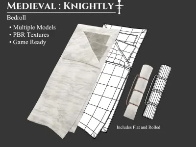 Medieval Knightly Accessory Bedroll Low-poly 3D model