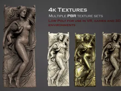 Juno with the Infant Hercules sculpture Low-poly 3D model