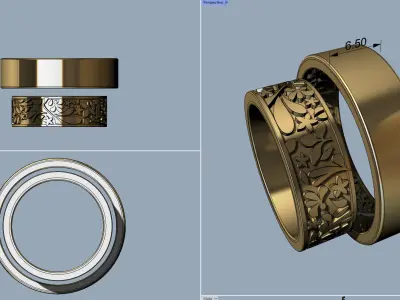 Floral Wedding Bands - Argollas matrimonio  3D print model