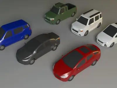 Low Poly Vehicle Set two cars that have been involved in coll... Low-poly 3D model