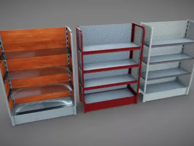 Supermarket Shelves Low-poly 3D model