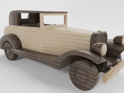 Wooden Toy Car Wooden Toy Truck Low-poly 3D model
