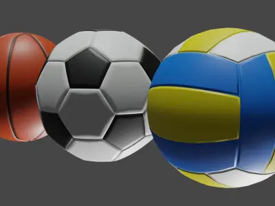 Sport Ball set 001 3D model